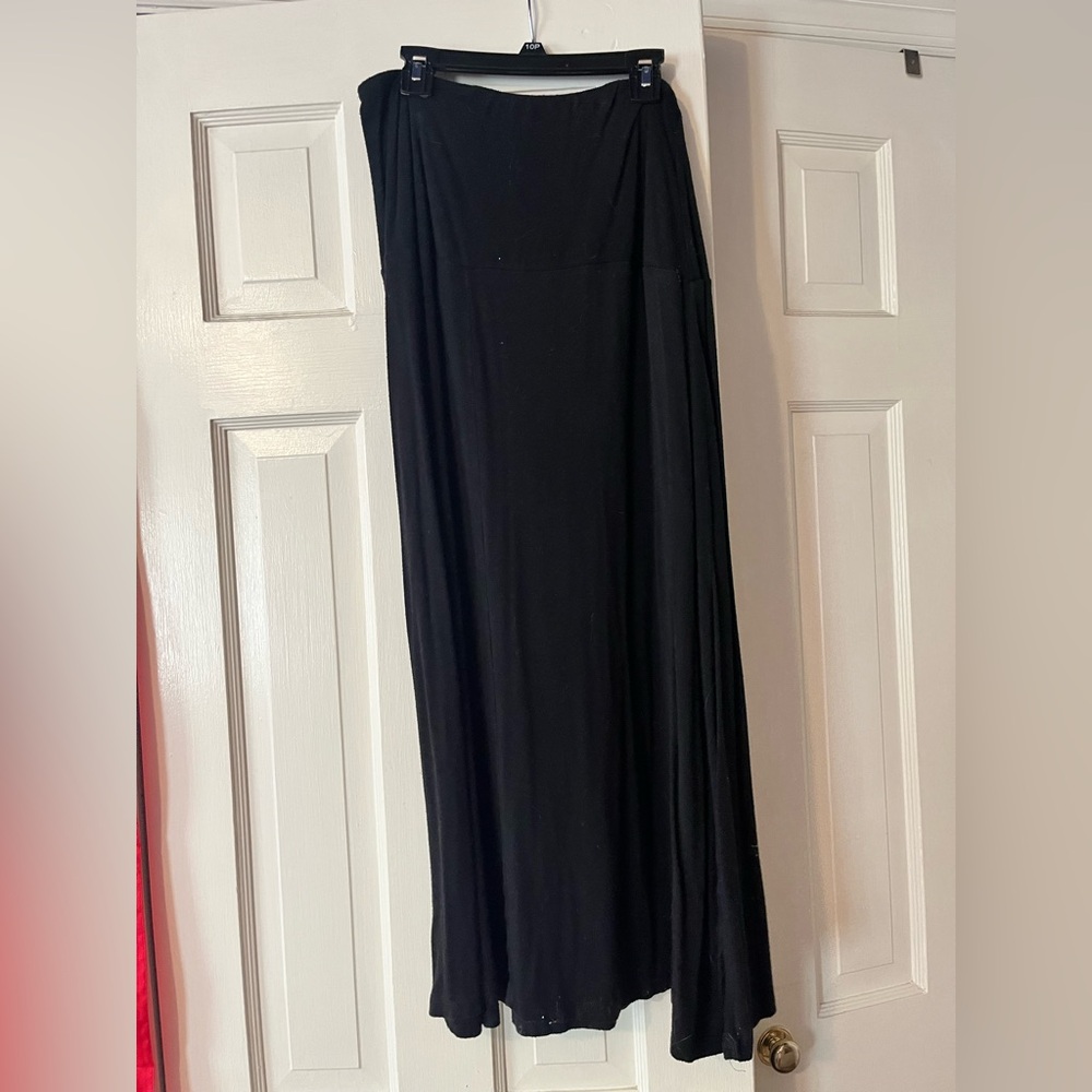 Solid Black Midi Skirt